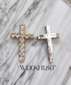 Brooch Cross on crystal trim gold or silver 12pcs @pack