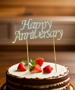 Cake Topper- Happy Anniversary  60mm