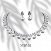 Cubic Zirconia jewellery set necklace and earring shell pearls
