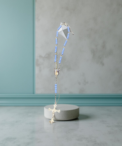 Car Rosary -blue crystal with Fatima Pendant