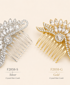 Hair comb- 2 Rhinestone leaf shapes
