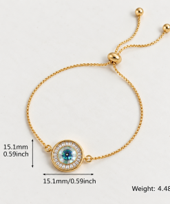 CZ Abalone Shell Evil Eye Adjustable Bracelet