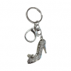 Keychain- Small rhinestone shoe with bow silver