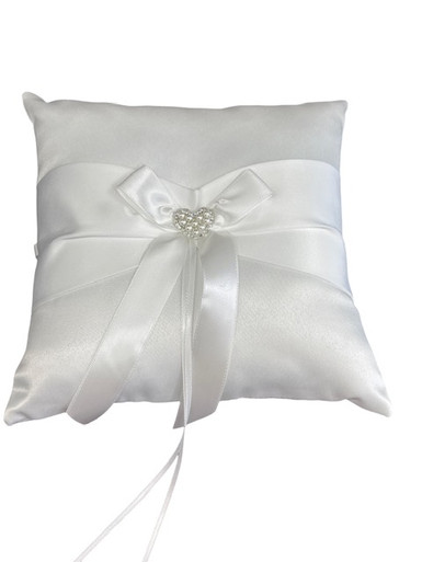 Elegant Off-White Satin Ring Bearer Pillow