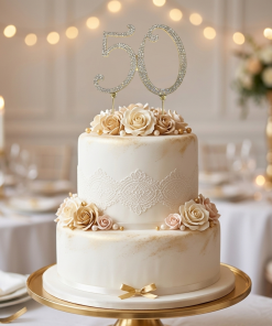 Cake topper - Double digit 12cm Silver or Gold