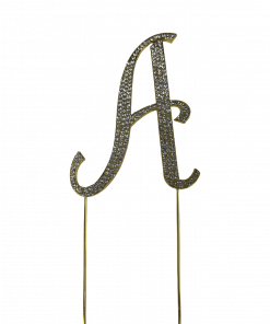 Cake Topper Alphabet Letter Rhinestone Silver or Gold 12 CM