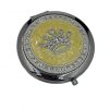 Compact Mirror- Round - Silver Crown on Yellow