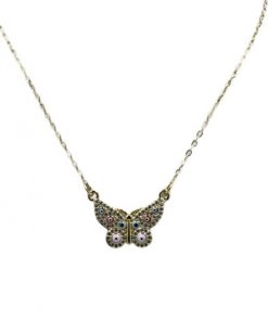 necklace butterfly wind with evil eye gold chain