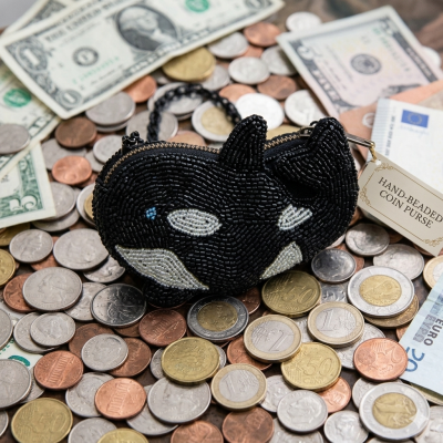 Handmade Beaded Beaded Coin Purse Whale (Ocean Collection)
