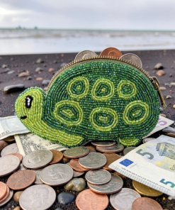 Handmade Beaded Coin Purse  Sea Turtle ( Ocean Collection )