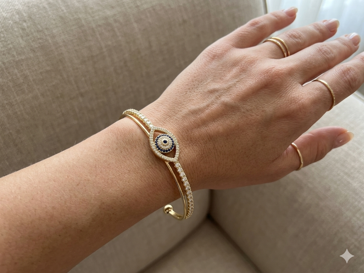 Evil eye Crystal Cuff Bracelet