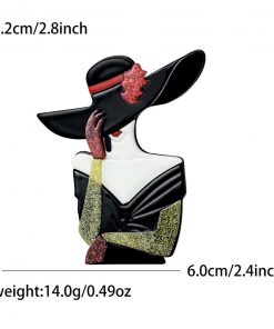 Elegant Hat Lady Brooch