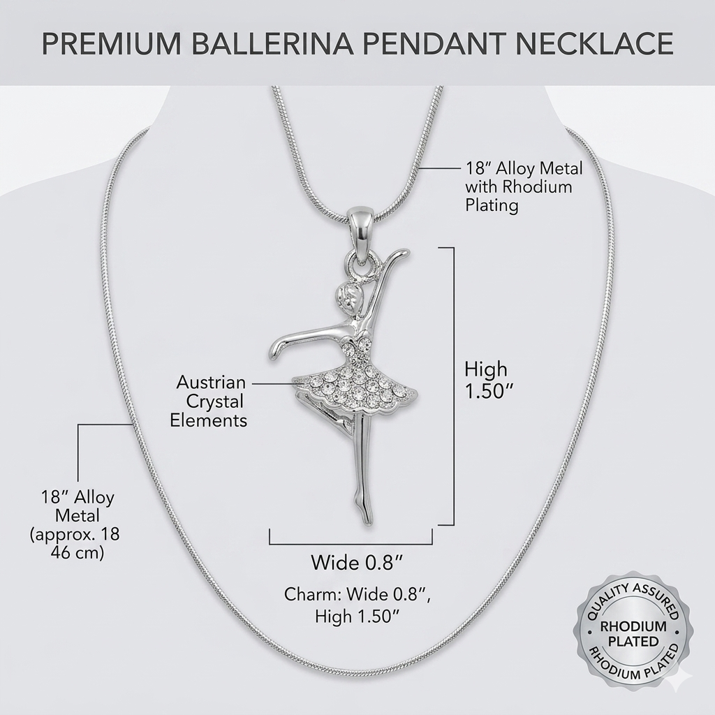 Ballerina Necklace-Crystal Graceful Pose