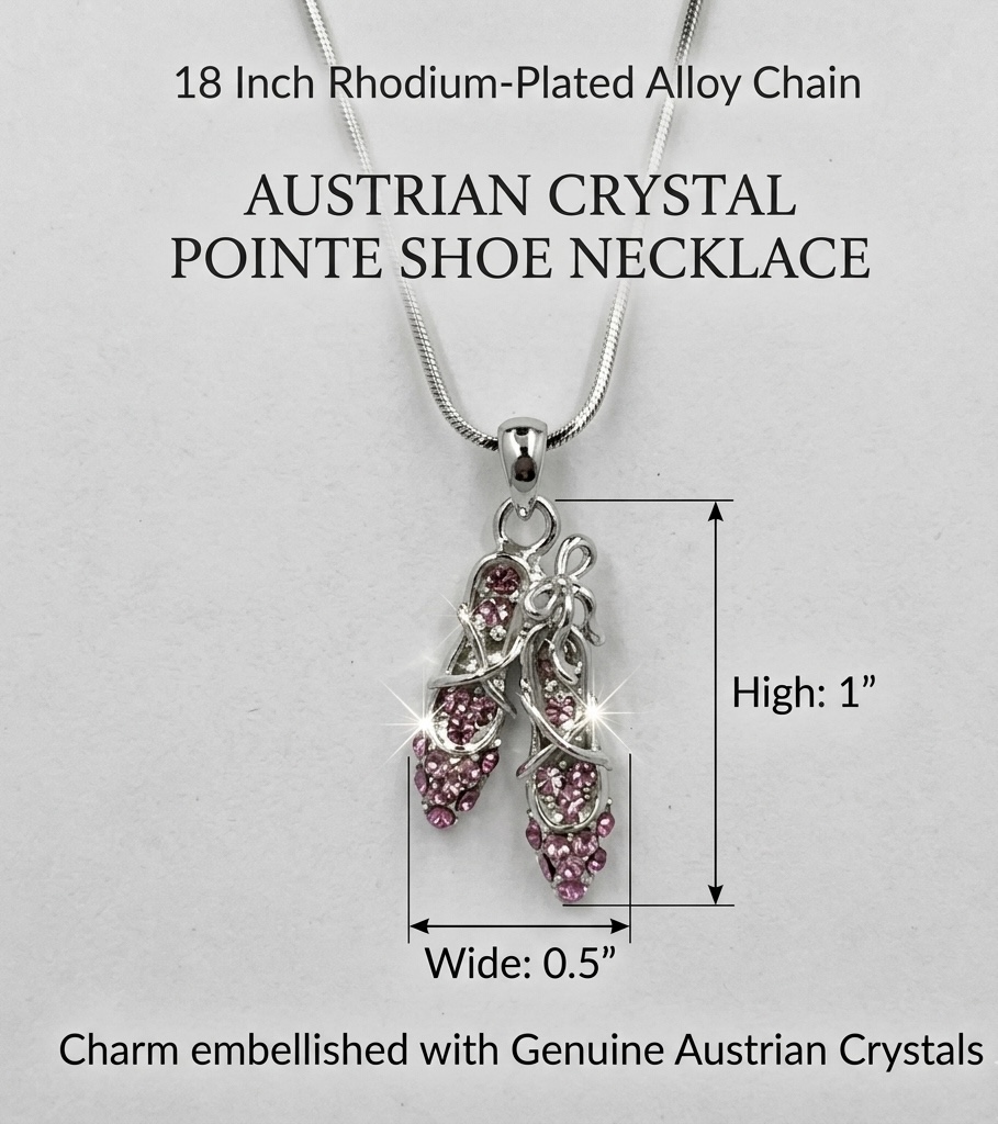 Ballet slippers Necklace- Crystal