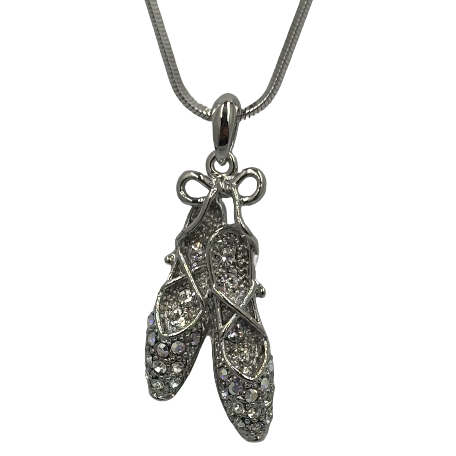 Ballerina Pointe Shoe Austrian Crystal Necklace - Image 2
