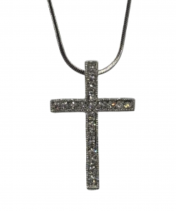 Alternative view of Diamond-Set Austrian Crystal Cross Pendant
