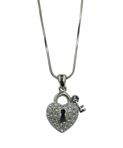 Alternative view of Austrian Crystal Heart Lock Necklace
