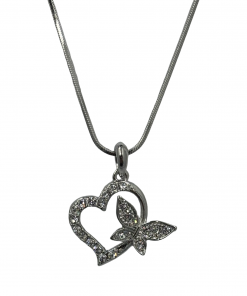 Austrian Crystal Butterfly Heart Necklace