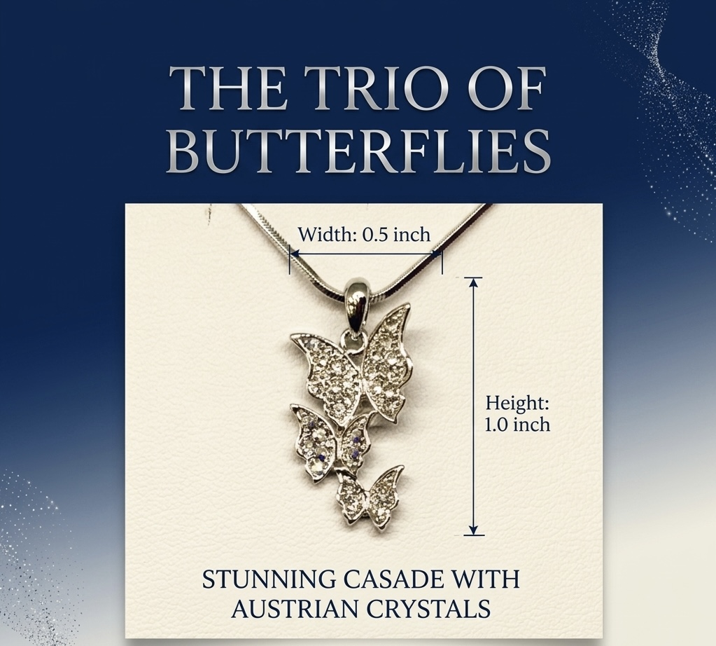 Necklace - Three Butterflies - Image 2