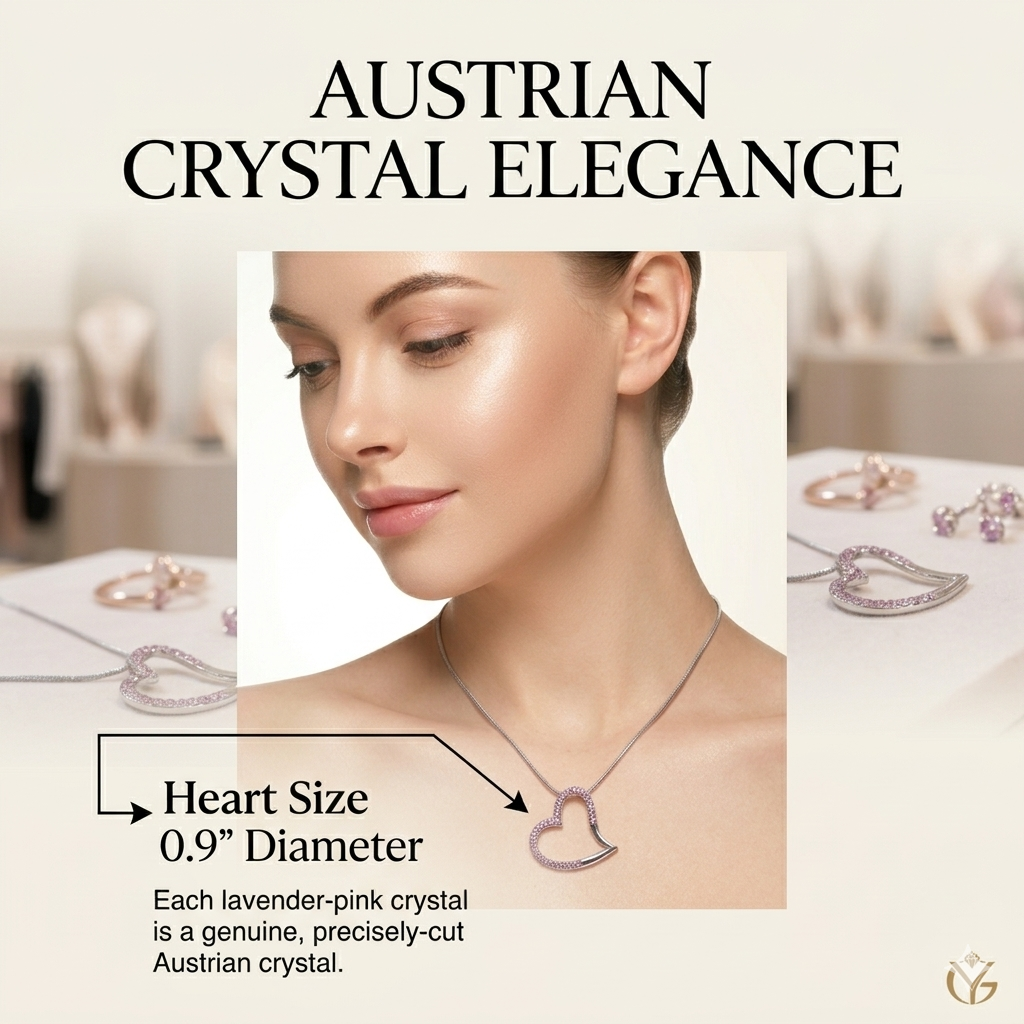 Austrian Crystal Open Heart Necklace - Image 2