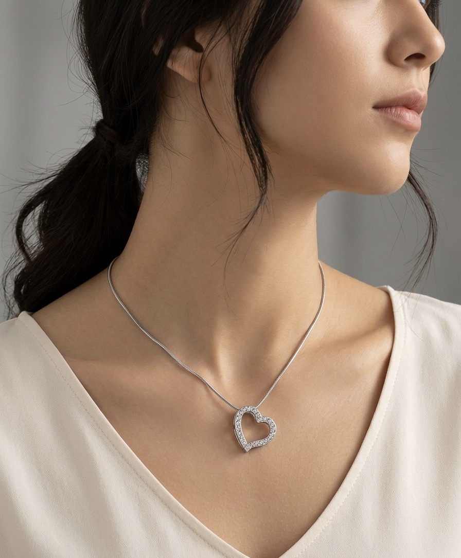 Austrian Crystal Open Heart Necklace