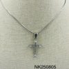 Necklace- Cubic zirconia thin Cross snake 18" chain