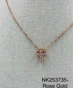 Necklace- tiny cross  titanium rose gold chain