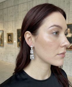 Cubic zirconia earring sterling silver post dangling