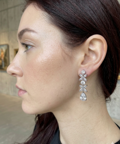 CZ Earring  Sterling Silver Post Flower