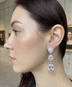 Earring- AAA cubic zirconia drop studs with larger oval stone