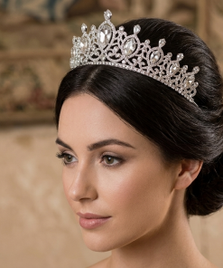 Hair tiara with diamond crystals  and pinty wave design