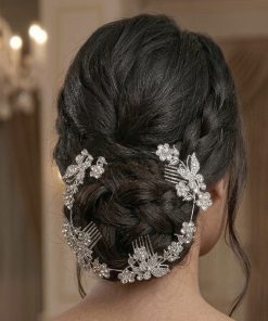 Hair comb - Long two comb each side flower pointy petal