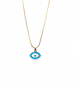 Necklace Evil eye oval blue pendant