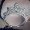 Hair Tiara - 11 Sunflowers, large crystals, 2.5" high, 5.5" width