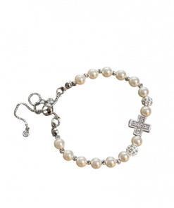 Cross bracelet with shamballa beads and silver beads