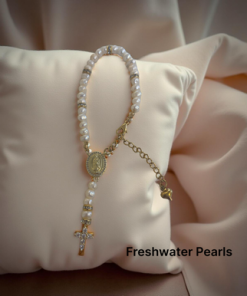 Rosary Bracelet Decade Cross Medal Freshwater Pearls