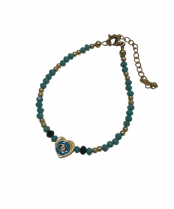 Bracelet  heart sharp evil eye with blue crystal beads