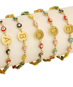 Bracelet Evil eye colour gold tone with alphabet