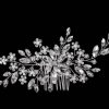 Hair comb for bride big flower and crystal