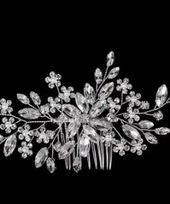 Hair comb for bride big flower and crystal