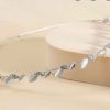Hair band rhinestone and white leaf