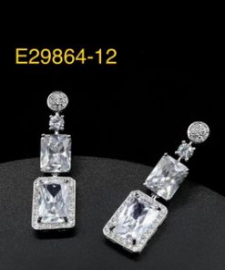 Cubic zirconia earring sterling silver post dangling