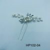 Hair pin hand made white and pearl