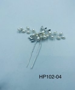 Hair pin hand made white and pearl