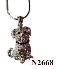 Necklace - Dog with ab stone collar
