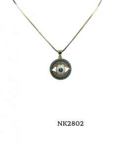 Necklace- Large evil eye pendant  with rhinestones around