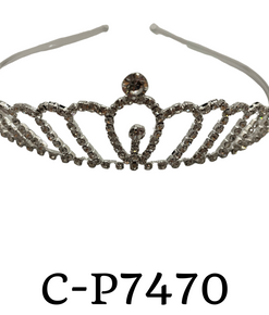 Hair Tiara rhinestone silver kids mid oval style