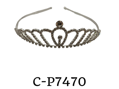 Hair Tiara rhinestone silver kids mid oval style