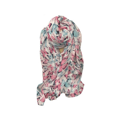 Butterfly Pink and blue butterflies on white Scarf