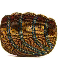 Seashell Shape, Brown with Gold Lines